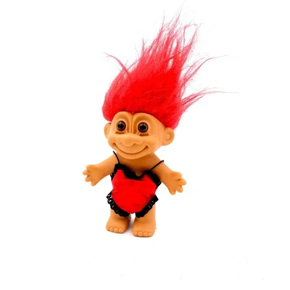 Vintage Troll Doll Red Hair Heart Swimsuit Toy Collectible Sexy Lingerie Gift - Picture 3 of 9